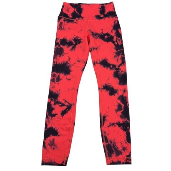 Lululemon Wunder Train High-Rise Tight 25" Tie Dye Carnation Red Black Size 6 - Picture 3 of 7